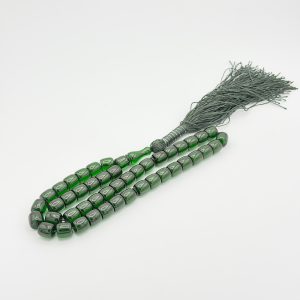تسبیح سندلوس ۴۵ دانه سبز تراش مکعب کد MT-00011